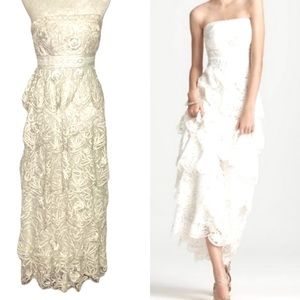 Sue Wong Nocturne Collection Strapless Tiered Lace Dress with beading Size 8
